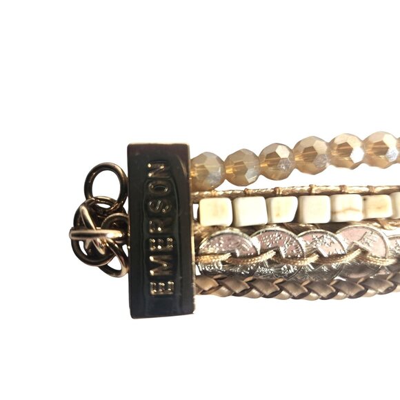 Multistrand Bracelet mixed materials Gold Tone Victoria Emerson neutral jewelry - Picture 4 of 5